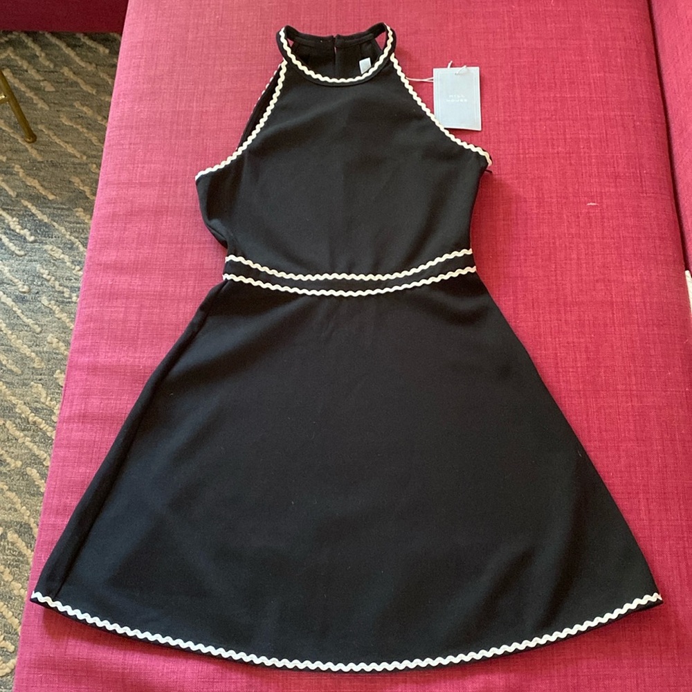 Hill House Billie Dress Black with White Rick Rack